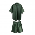 Set Áo Sơ Mi Tay Ngắn Sọc Caro + Quần Short Thể Thao