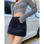 Chân váy denim ngắn lưng cao dáng chữ A