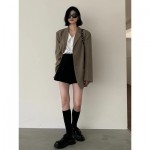 Quần Short Giả Váy Chữ A Lưng Cao Màu Đen