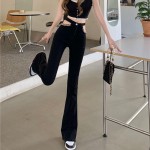 Quần Jeans Dài Lưng Cao Phối Dây Xích