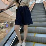 Quần Short Denim Ống Rộng Lưng Cao Thời Trang Nữ