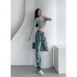 Quần Jean Ống Rộng Plus Size Phong Cách Retro Âu Mỹ 