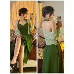 Bộ Áo Dệt Kim + Chân Váy Hai Dây Thời Trang Kiểu Pháp