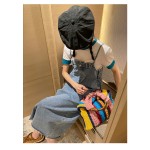 Đầm Denim Hai Dây Dáng Rộng Phong Cách Hàn Quốc