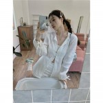 Set Áo Sơ Mi Dài Tay Cột Dây + Chân Váy Lưng Cao Xếp Ly