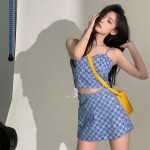 Set Áo Hai Dây Phối Quần Sọc Ca Rô Lưng Cao