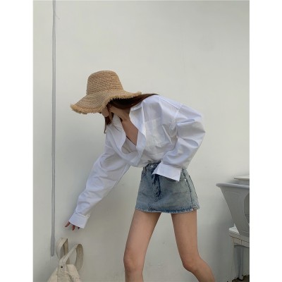 Chân váy denim ngắn lưng cao dáng chữ A