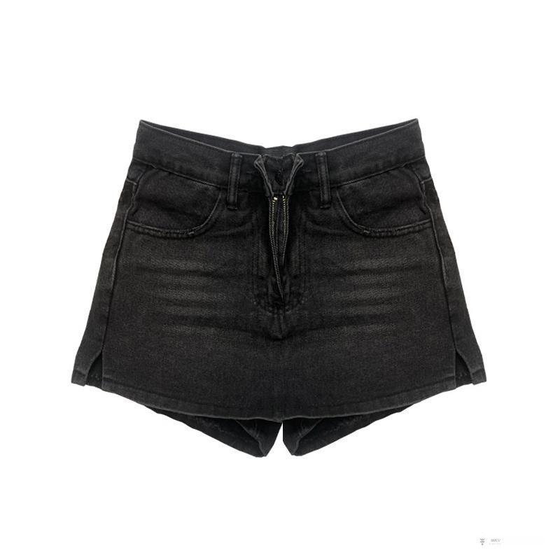 Chân váy denim ngắn lưng cao dáng chữ A