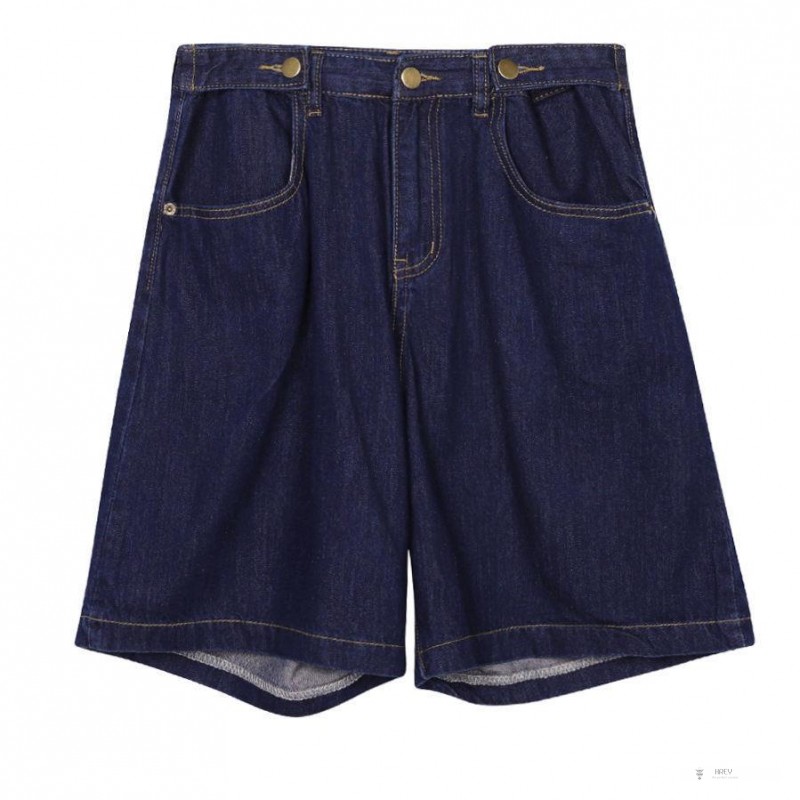 Quần Short Denim Ống Rộng Lưng Cao Thời Trang Nữ